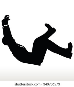 Vector Illustration In Silhouette Of Businessman Falling