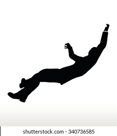 Vector illustration in silhouette of businessman falling