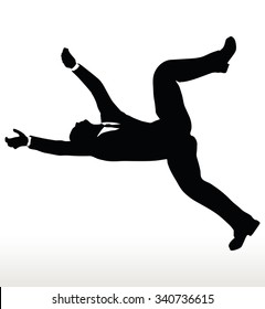 Vector illustration in silhouette of businessman falling