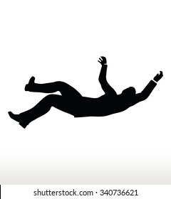 Vector Illustration In Silhouette Of Businessman Falling