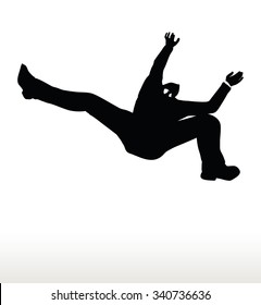 Vector Illustration In Silhouette Of Businessman Falling