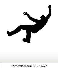 Vector Illustration In Silhouette Of Businessman Falling