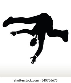 Vector Illustration In Silhouette Of Businessman Falling