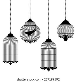 vector illustration of the silhouette with cages