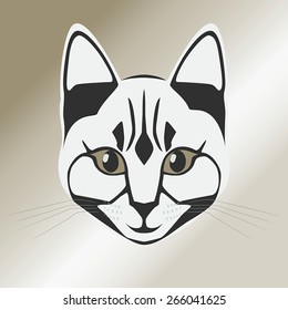 Vector illustration of silhouette of cat's head. 
