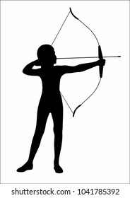 Vector illustration of the silhouette of a character with a bow