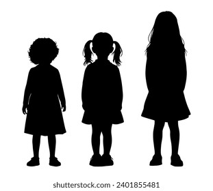 Vector illustration. Silhouette of children. A set of people. Set of stickers. Sample.