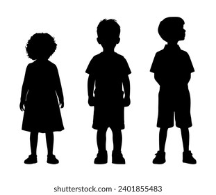 Vector illustration. Silhouette of children. A set of people. Set of stickers. Sample.