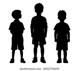 Vector illustration. Silhouette of children. A set of people. Set of stickers. Sample.