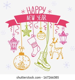 vector illustration silhouette of christmas toys