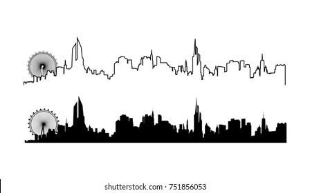 Vector illustration - The silhouette of the city in a flat style.