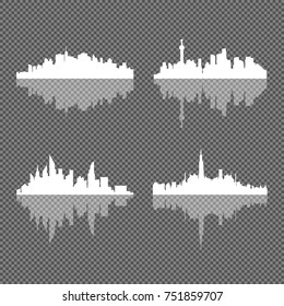 Vector illustration - The silhouette of the city in a flat style. Urban landscape. Modern city landccape.