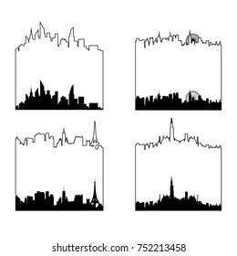 Vector illustration - the silhouette of the city in a flat style. Modern urban landscape.