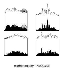 Vector illustration - the silhouette of the city in a flat style. Modern urban landscape.