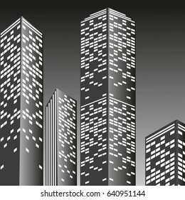 Vector illustration silhouette of the city on white background