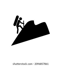 Vector illustration: Silhouette of a climber. Isolated hiker on white background