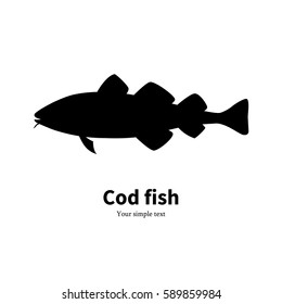 Vector illustration silhouette of cod fish. Isolated on a white background. 