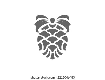 Vector illustration of silhouette of cone of coniferous tree decorated with box during Christmas celebration