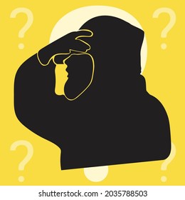 Silueta de ilustración vectorial que confunde al hombre por qué