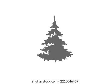 Vector illustration of silhouette of coniferous tree with curvy edges designed as icon for Christmas celebration