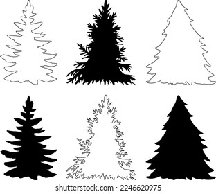 Vector illustration of a silhouette of a coniferous tree