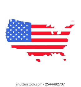 Vector illustration of a silhouette of country from the collection of American flag-themed icons. A celebration of American culture and identity. Independence Day celebrations, a decorative element in