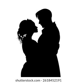 Vector Illustration of Silhouette of Couple in Love