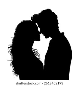 Vector Illustration of Silhouette of Couple in Love