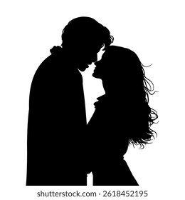 Vector Illustration of Silhouette of Couple in Love