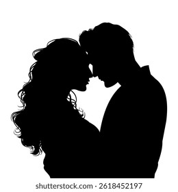 Vector Illustration of Silhouette of Couple in Love