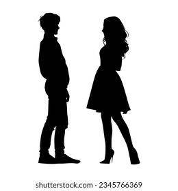 Vector illustration. Silhouette of a couple of woman and man. Lovers.