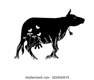 Vector Illustration. Silhouette of a cow.
