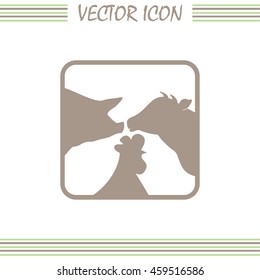 Vector illustration silhouette of cows, chicken and pigs