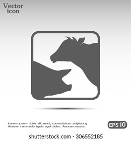 Vector illustration silhouette of cows and pigs