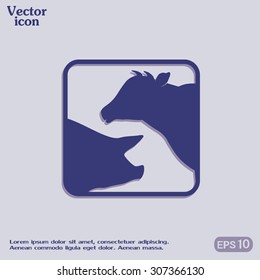 Vector illustration silhouette of cows and pigs