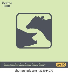 Vector illustration silhouette of cows and pigs