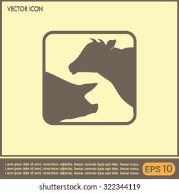 Vector illustration silhouette of cows and pigs