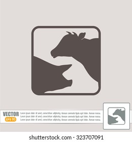 Vector illustration silhouette of cows and pigs