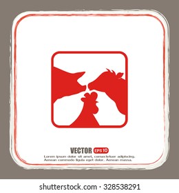 Vector illustration silhouette of cows,chicken and pigs