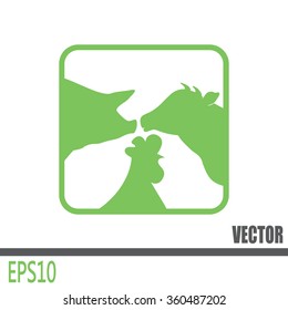 Vector illustration silhouette of cows,chicken and pigs