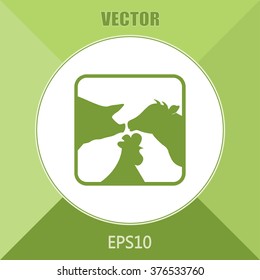 Vector illustration silhouette of cows,chicken and pigs