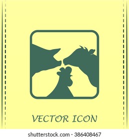 Vector illustration silhouette of cows,chicken and pigs