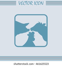 Vector illustration silhouette of cows,chicken and pigs