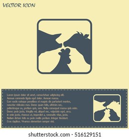 Vector illustration silhouette of cows,chicken and pigs