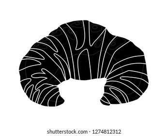 Vector illustration of silhouette of Croissant bread, vector bread.