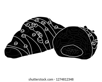 Vector illustration of silhouette of Croissant bread, vector bread.