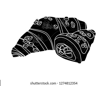 Vector illustration of silhouette of Croissant bread, vector bread.