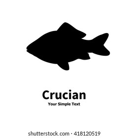 Vector illustration silhouette of crucian carp. Isolated on white background.