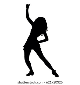 Vector, illustration, silhouette of dancing girl