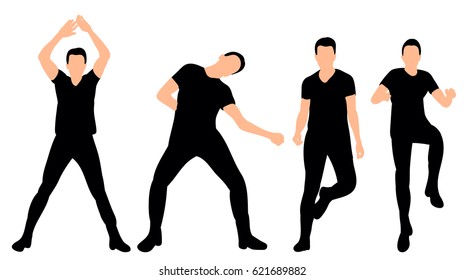 Vector illustration silhouette of dancing man, collection